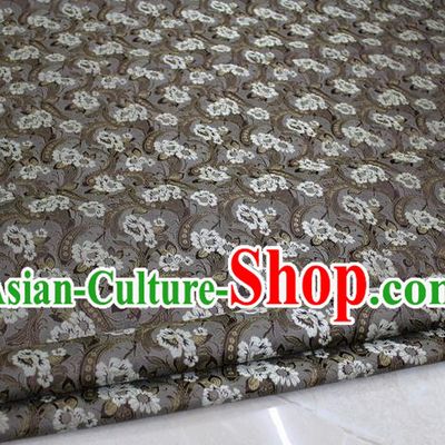 Chinese Traditional Wedding Cheongsam Ancient Costume Grey Brocade Palace Pattern Tang Suit Satin Fabric Hanfu Material