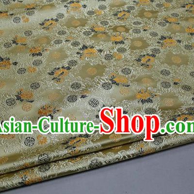 Chinese Traditional Ancient Costume Royal Palace Chrysanthemum Pattern Tang Suit Cheongsam Yellow Brocade Satin Fabric Hanfu Material