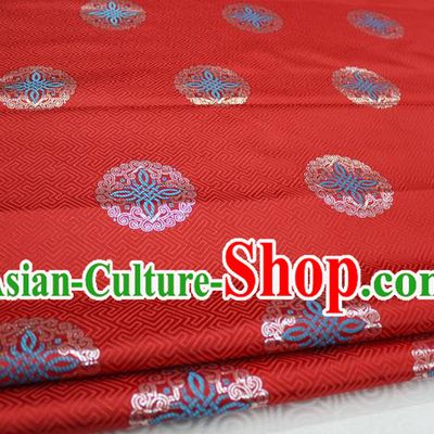 Chinese Traditional Wedding Clothing Palace Pattern Tang Suit Cheongsam Red Brocade Ancient Costume Satin Fabric Hanfu Material