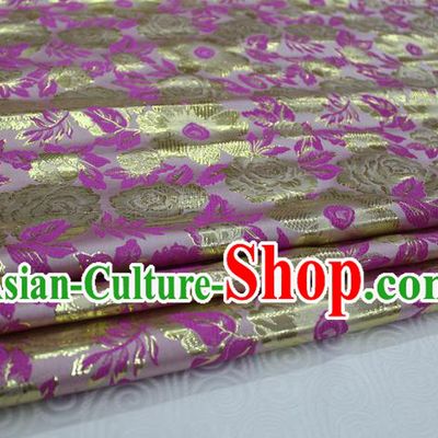 Chinese Traditional Wedding Clothing Palace Pattern Tang Suit Cheongsam Purple Brocade Ancient Costume Satin Fabric Hanfu Material