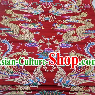 Chinese Traditional Wedding Clothing Palace Dragon Phoenix Pattern Xiuhe Suit Cheongsam Brocade Ancient Costume Satin Fabric Hanfu Material