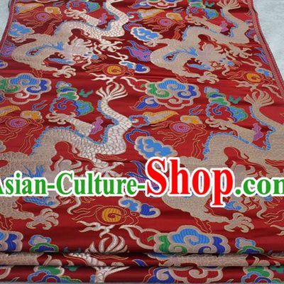 Chinese Traditional Wedding Clothing Palace Dragon Pattern Xiuhe Suit Cheongsam Brocade Ancient Costume Satin Fabric Hanfu Material