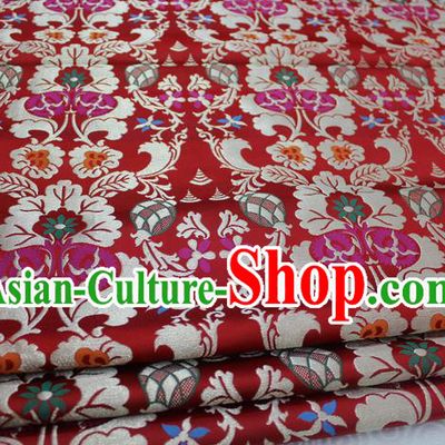 Chinese Traditional Clothing Palace Pattern Tang Suit Cheongsam Red Brocade Ancient Costume Mongolian Robe Satin Fabric Hanfu Material