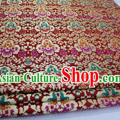 Chinese Traditional Clothing Palace Pattern Tang Suit Cheongsam Red Brocade Ancient Costume Mongolian Robe Satin Fabric Hanfu Material