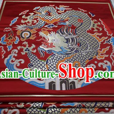 Chinese Traditional Clothing Palace Dragon Pattern Tang Suit Cheongsam Purplish Red Brocade Ancient Costume Satin Fabric Hanfu Material
