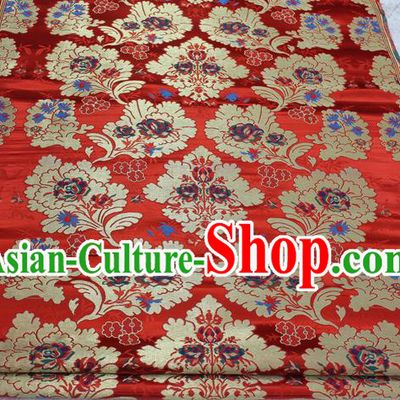 Chinese Traditional Clothing Palace Phoenix Pattern Tang Suit Cheongsam Red Nanjing Brocade Ancient Costume Satin Fabric Hanfu Material
