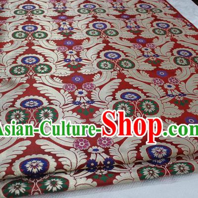 Chinese Traditional Clothing Palace Phoenix Pattern Cheongsam Red Nanjing Brocade Ancient Costume Mongolian Robe Satin Fabric Hanfu Material