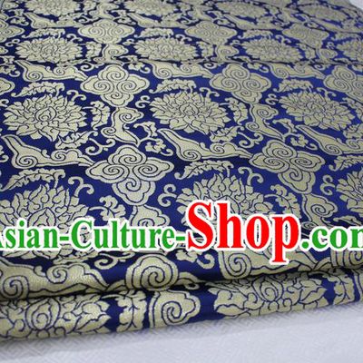 Chinese Traditional Clothing Palace Phoenix Pattern Cheongsam Royalblue Nanjing Brocade Ancient Costume Mongolian Robe Satin Fabric Hanfu Material