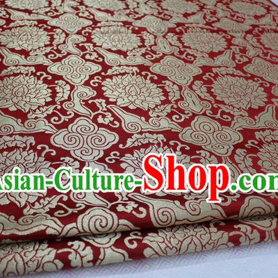 Chinese Traditional Clothing Palace Phoenix Pattern Cheongsam Red Nanjing Brocade Ancient Costume Mongolian Robe Satin Fabric Hanfu Material