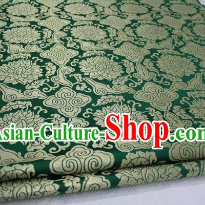 Chinese Traditional Clothing Palace Phoenix Pattern Cheongsam Green Nanjing Brocade Ancient Costume Mongolian Robe Satin Fabric Hanfu Material