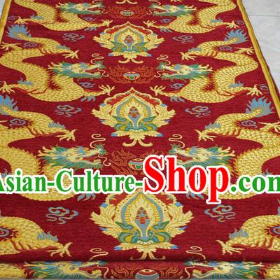 Chinese Traditional Clothing Palace Dragons Pattern Cheongsam Red Nanjing Brocade Ancient Costume Xiuhe Suit Satin Fabric Hanfu Material