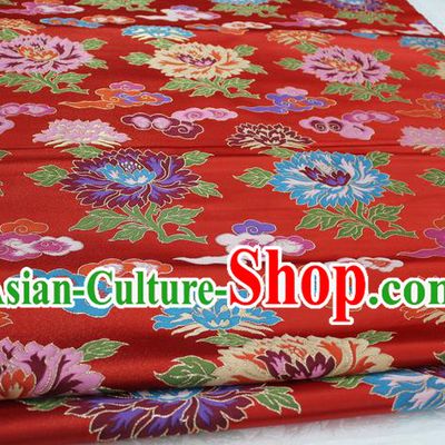 Chinese Traditional Clothing Palace Flowers Pattern Cheongsam Red Nanjing Brocade Ancient Costume Xiuhe Suit Satin Fabric Hanfu Material