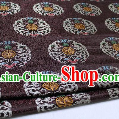 Chinese Traditional Clothing Palace Pattern Tang Suit Brown Brocade Ancient Costume Mongolian Robe Satin Fabric Hanfu Material