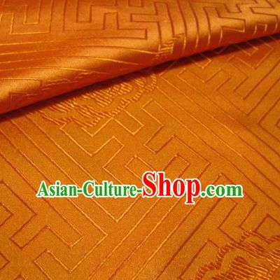 Chinese Traditional Clothing Royal Court Pattern Tang Suit Orange Brocade Ancient Costume Cheongsam Satin Fabric Hanfu Material
