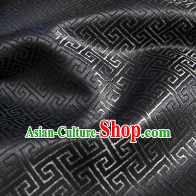 Chinese Traditional Clothing Royal Court Pattern Tang Suit Black Brocade Ancient Costume Cheongsam Satin Fabric Hanfu Material