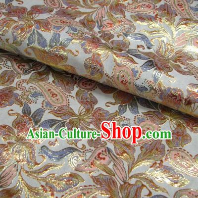 Chinese Traditional Clothing Royal Court Pattern Tang Suit White Brocade Ancient Costume Cheongsam Satin Fabric Hanfu Material