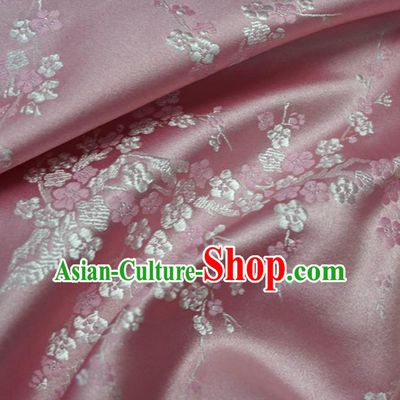 Chinese Traditional Royal Court Wintersweet Pattern Pink Brocade Ancient Costume Tang Suit Cheongsam Bourette Fabric Hanfu Material