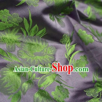 Chinese Traditional Royal Court Flowers Pattern Purple Brocade Ancient Costume Tang Suit Cheongsam Bourette Fabric Hanfu Material