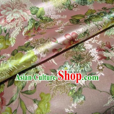 Chinese Traditional Royal Court Peony Pattern Pink Brocade Ancient Costume Tang Suit Cheongsam Bourette Fabric Hanfu Material