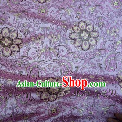 Chinese Traditional Royal Court Flowers Pattern Purple Brocade Ancient Costume Tang Suit Cheongsam Bourette Fabric Hanfu Material
