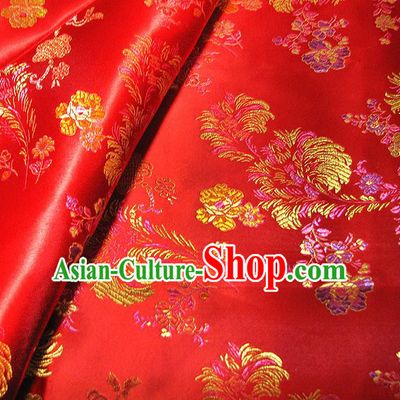 Chinese Traditional Royal Court Pattern Red Brocade Xiuhe Suit Fabric Ancient Costume Tang Suit Cheongsam Hanfu Material