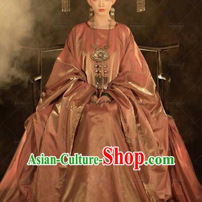 Chinese Ancient Empress Clothing Necklace Hair Accessories and Wigs Complete Set