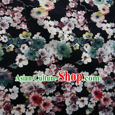 Chinese Traditional Ink Painting Black Brocade Xiuhe Suit Fabric Ancient Costume Tang Suit Cheongsam Hanfu Material