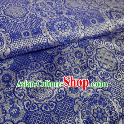 Chinese Traditional Royal Palace Pattern Design Blue Brocade Mongolian Robe Fabric Ancient Costume Tang Suit Cheongsam Hanfu Material