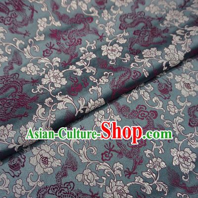 Chinese Traditional Royal Palace Dragons Pattern Design Grey Brocade Fabric Ancient Costume Tang Suit Cheongsam Hanfu Material