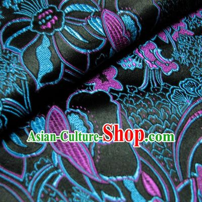 Chinese Traditional Royal Palace Pattern Design Black Brocade Fabric Ancient Costume Tang Suit Cheongsam Hanfu Material
