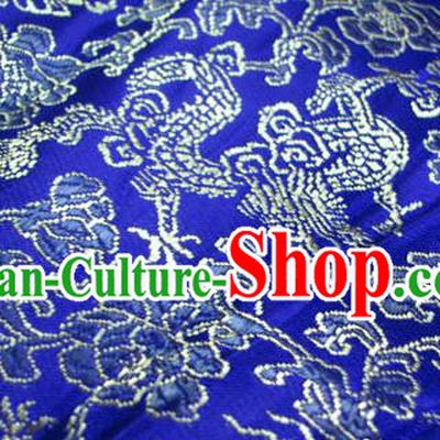 Chinese Traditional Royal Palace Pattern Design Hanfu Royalblue Brocade Fabric Ancient Costume Tang Suit Cheongsam Material