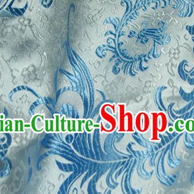 Chinese Traditional Royal Palace Blue Ombre Flowers Pattern Design Hanfu Brocade Fabric Ancient Costume Tang Suit Cheongsam Material