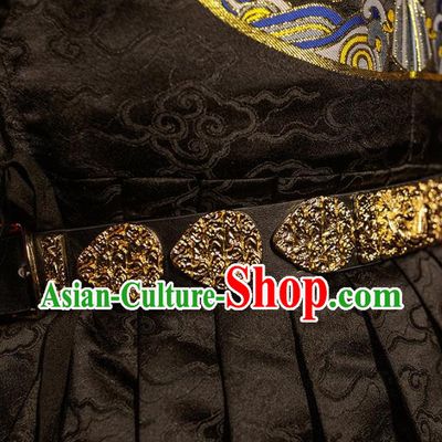 Traditional Chinese Ming Dynasty Swordsman Leather Belts Waistband for Men