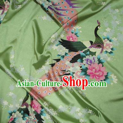 Chinese Traditional Palace Printing Peacock Hanfu Green Brocade Fabric Ancient Costume Tang Suit Cheongsam Material