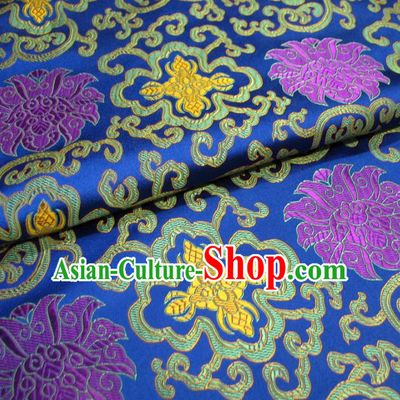 Chinese Traditional Palace Pattern Hanfu Royalblue Brocade Mongolian Robe Fabric Ancient Costume Tang Suit Cheongsam Material