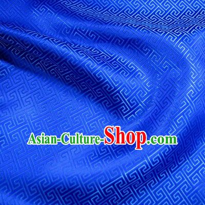Chinese Traditional Palace Pattern Hanfu Blue Brocade Fabric Ancient Costume Tang Suit Cheongsam Material
