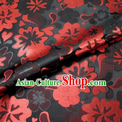 Chinese Traditional Palace Flowers Pattern Hanfu Black Brocade Fabric Ancient Costume Tang Suit Cheongsam Material