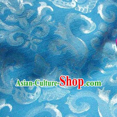 Chinese Traditional Royal Palace Pattern Design Hanfu Blue Brocade Fabric Ancient Costume Tang Suit Cheongsam Material