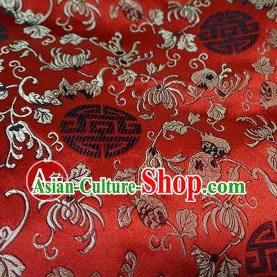 Chinese Traditional Palace Chrysanthemum Pattern Hanfu Red Brocade Fabric Ancient Costume Tang Suit Cheongsam Material
