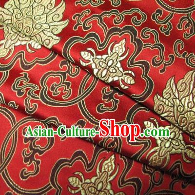 Chinese Traditional Royal Palace Pattern Design Mongolian Robe Hanfu Red Brocade Fabric Ancient Costume Tang Suit Cheongsam Material