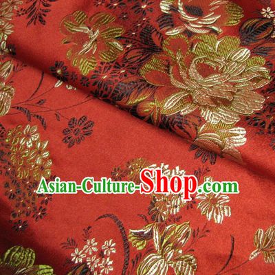 Chinese Traditional Palace Pattern Design Hanfu Red Brocade Fabric Ancient Costume Tang Suit Cheongsam Material