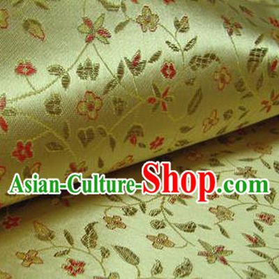 Chinese Traditional Palace Pattern Design Hanfu Yellow Brocade Fabric Ancient Costume Tang Suit Cheongsam Material