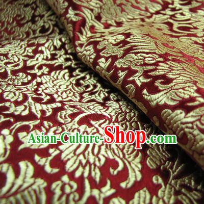Chinese Traditional Palace Pattern Design Hanfu Red Brocade Mongolian Robe Fabric Ancient Costume Tang Suit Cheongsam Material