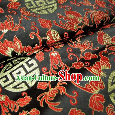 Chinese Traditional Palace Pattern Design Hanfu Black Brocade Fabric Ancient Costume Tang Suit Cheongsam Material