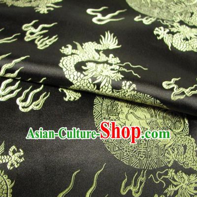 Chinese Traditional Palace Dragons Pattern Design Hanfu Black Brocade Fabric Ancient Costume Tang Suit Cheongsam Material
