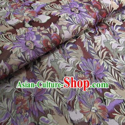 Chinese Traditional Palace Flowers Pattern Design Hanfu Purple Brocade Fabric Ancient Costume Tang Suit Cheongsam Material