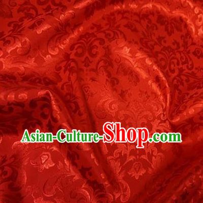 Chinese Traditional Palace Pattern Hanfu Red Brocade Fabric Ancient Costume Tang Suit Cheongsam Material