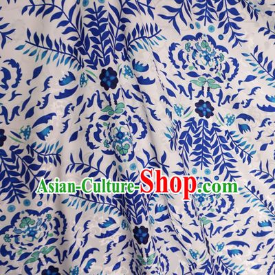 Chinese Traditional Palace Pattern Hanfu White Brocade Fabric Ancient Costume Tang Suit Cheongsam Material