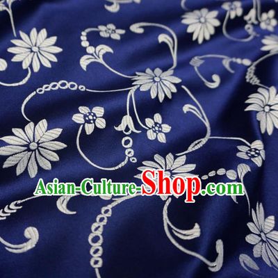 Chinese Traditional Palace Pattern Hanfu Navy Brocade Fabric Ancient Costume Tang Suit Cheongsam Material
