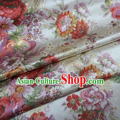 Chinese Traditional Palace Printing Flowers Pattern Hanfu Brocade Fabric Ancient Costume Tang Suit Cheongsam Material